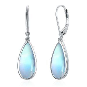 Sterling Silver Teardrop Moonstone Dangle and Drop Earrings-0