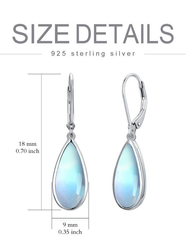 Sterling Silver Teardrop Moonstone Dangle and Drop Earrings-3