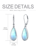 wholesale Sterling Silver Teardrop Turquoise Moonstone Moss Agate Leverback Dangle Earrings - Rhodium Plated-0-9