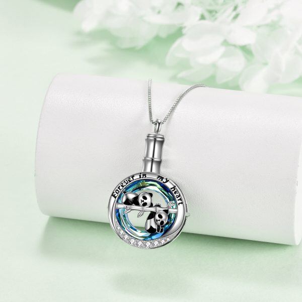 Sterling Silver Crystal Panda Urn Necklace-2