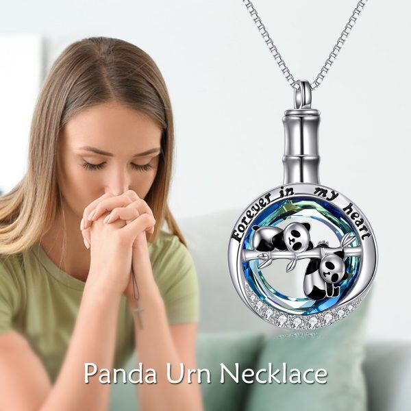 Sterling Silver Crystal Panda Urn Necklace-5