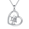 wholesale 925 Sterling Silver Heart-Shaped Dancing Girl with Flute Pendant Necklace Graduation Gift for Girls and Women-0-0