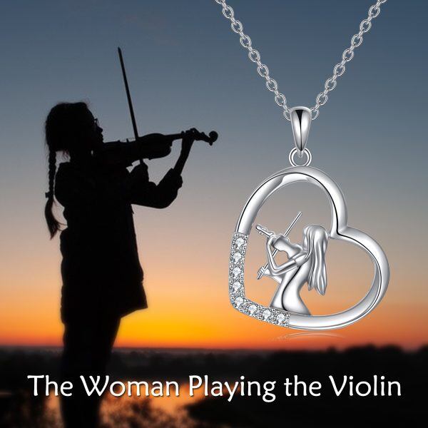 Sterling Silver Violin Pendant Necklace -2