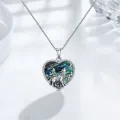 wholesale 925 Sterling Silver Heart-Shaped Abalone Shell Wolf & Raven Pendant Necklace - The Witcher Inspired Jewelry for Men and Women-0-3
