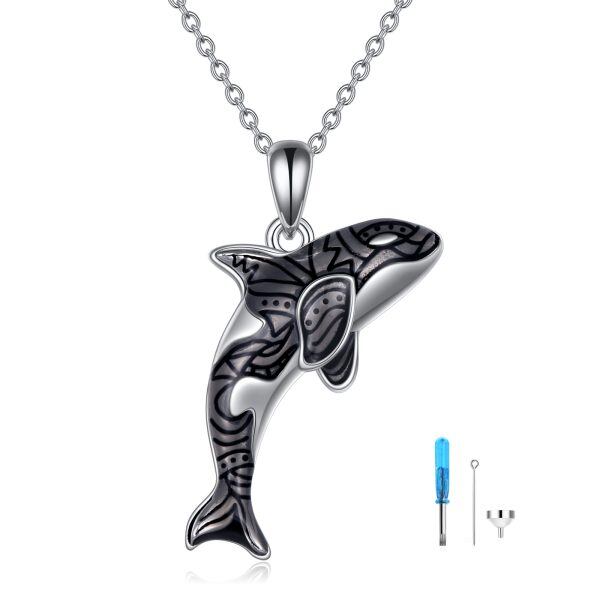 Sterling Silver Whale Orca Urn Necklace-0