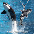 wholesale 925 Sterling Silver Black Ocean Stone Killer Whale Cremation Keepsake Pendant Necklace for Ashes Memory -0-2