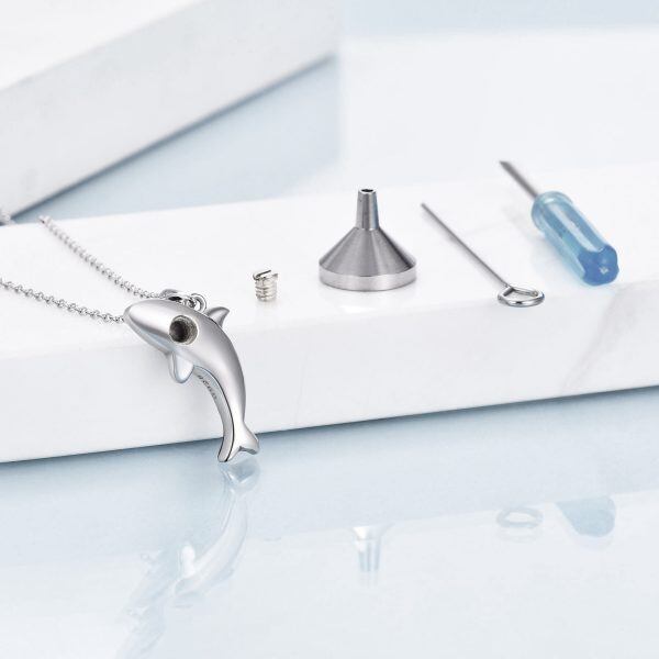 Sterling Silver Whale Orca Urn Necklace-4