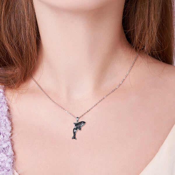 Sterling Silver Whale Orca Urn Necklace-5