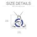 wholesale 925 Sterling Silver Blue Sapphire Triquetra Celtic Knot Pendant Necklace for Women and Girls-0-1