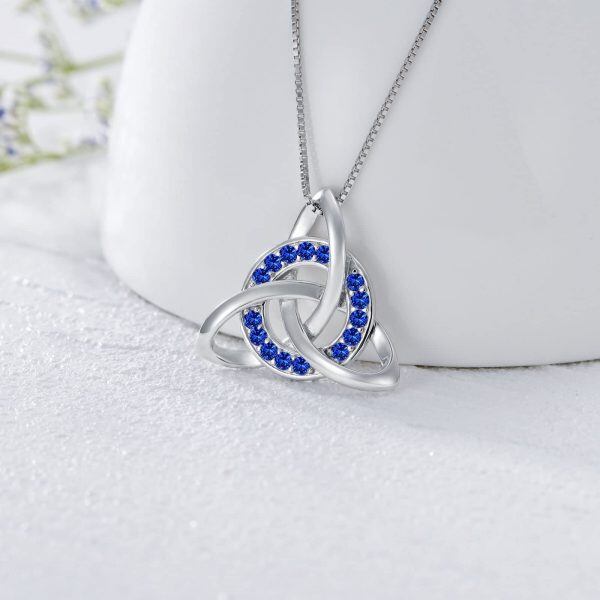 Sterling Silver Triangle Celtic Knot Pendant Necklace-2