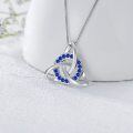 wholesale 925 Sterling Silver Blue Sapphire Triquetra Celtic Knot Pendant Necklace for Women and Girls-0-2