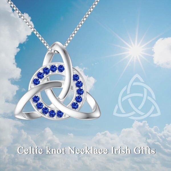 Sterling Silver Triangle Celtic Knot Pendant Necklace-4