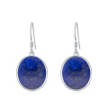 wholesale 925 Sterling Silver Round Lapis Lazuli Dangle Drop Hook Earrings for Women -0-0