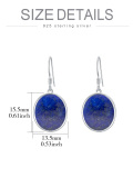wholesale 925 Sterling Silver Round Lapis Lazuli Dangle Drop Hook Earrings for Women -0-1