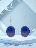 wholesale 925 Sterling Silver Round Lapis Lazuli Dangle Drop Hook Earrings for Women -0-4