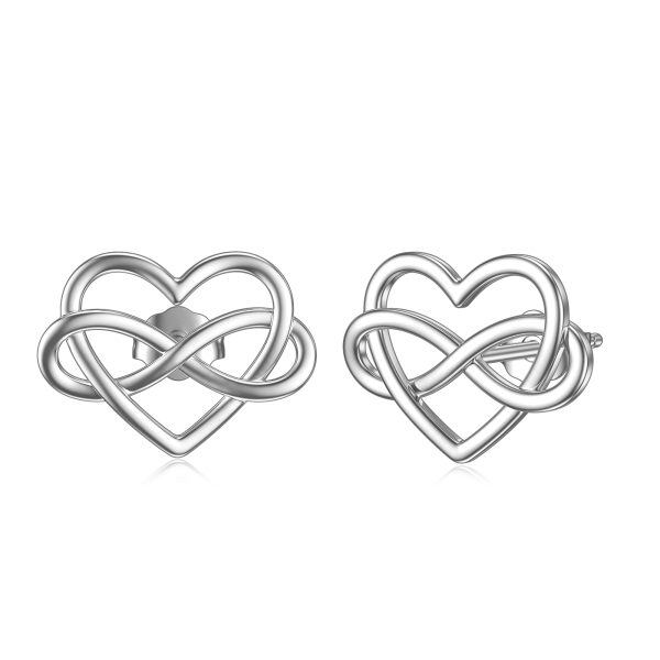 Sterling Silver Heart Celtic Knot Stud Earrings-0