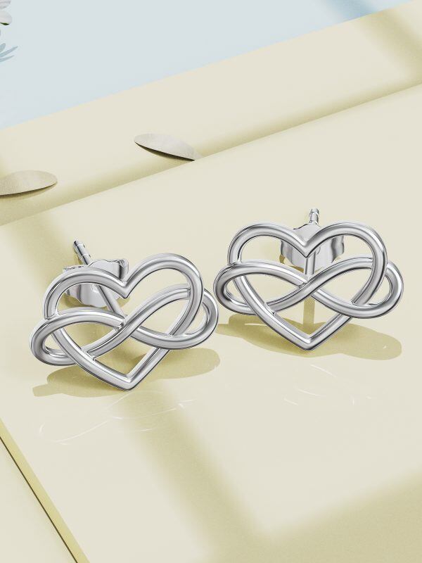 Sterling Silver Heart Celtic Knot Stud Earrings-4