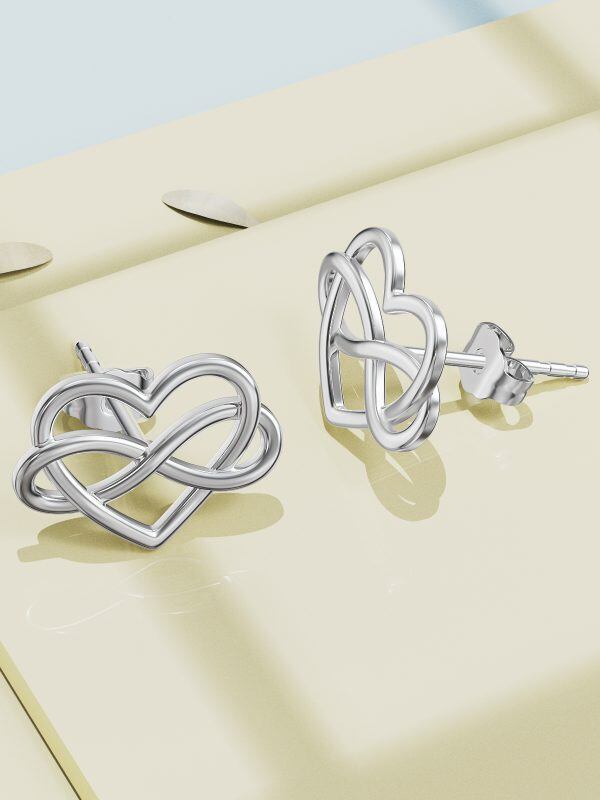 Sterling Silver Heart Celtic Knot Stud Earrings-5