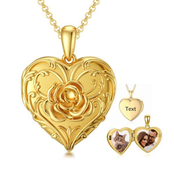 Sterling Silver Sunflower Heart Shaped Locket Necklace-0