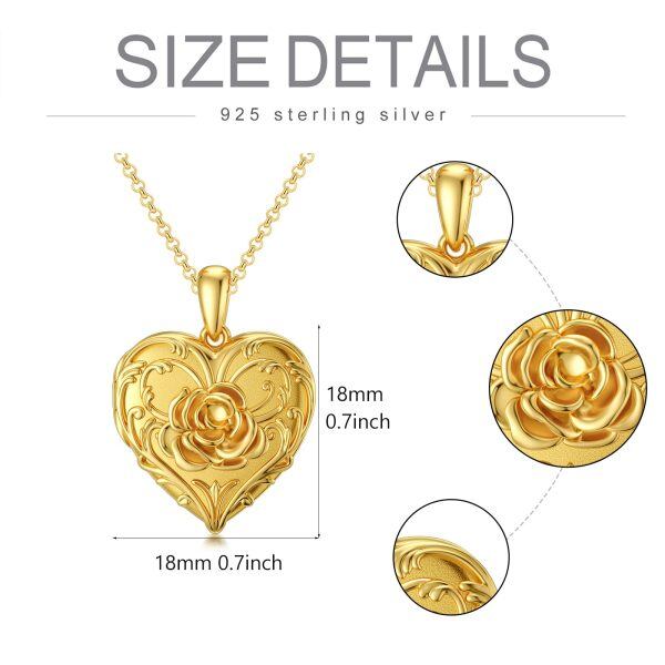 Sterling Silver Sunflower Heart Shaped Locket Necklace-1