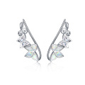 wholesale 925 Sterling Silver White Fire Opal Butterfly Wing Ear Climber Crawler Studs for Women-0-12