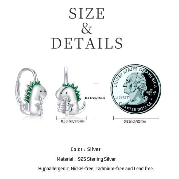 Sterling Silver Dinosaur Huggie Earrings-1