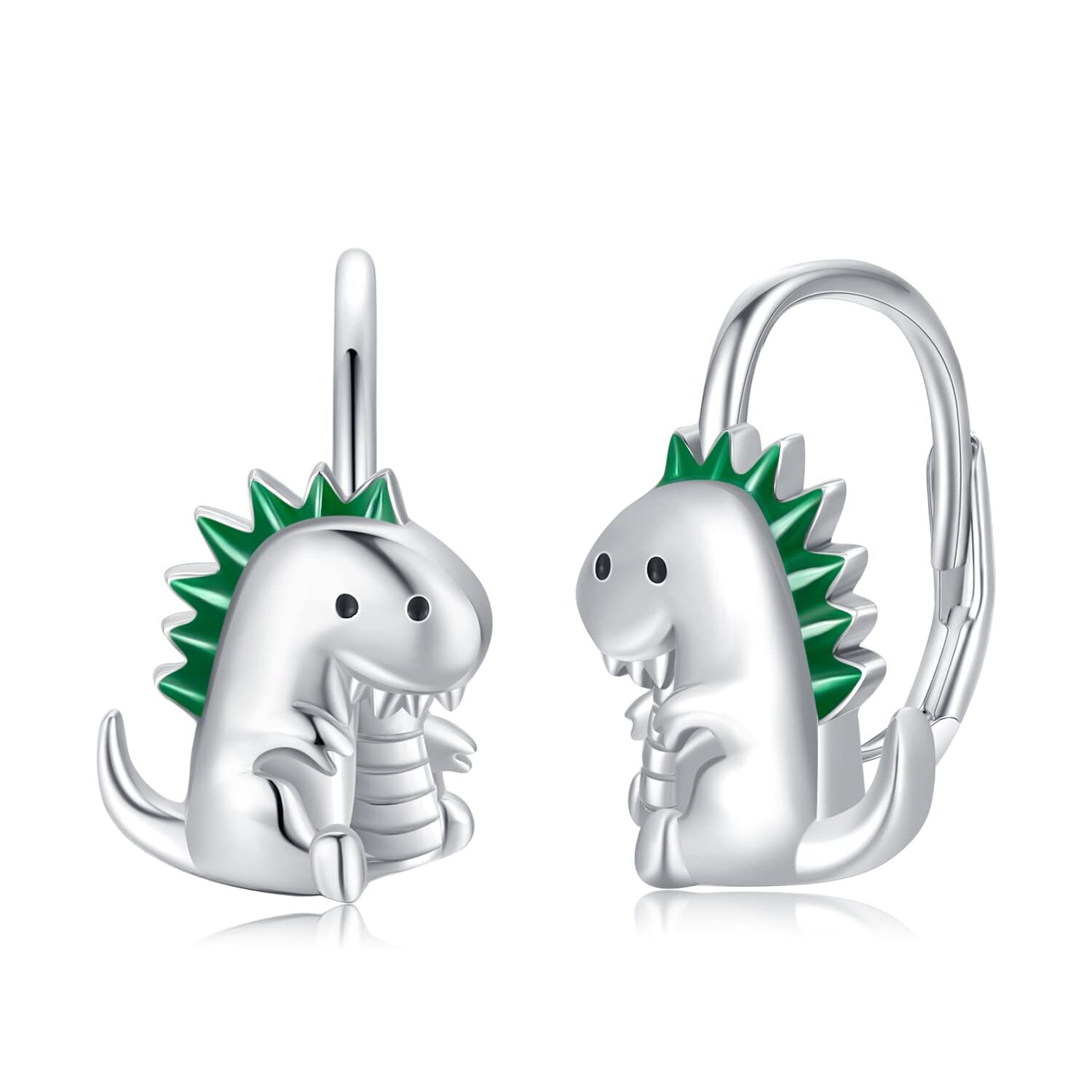 wholesale Sterling Silver Hypoallergenic Bee Dino Unicorn Giraffe Raccoon Axolotl Panda Hoop Earrings - Rhodium Plated- Rhodium Plated