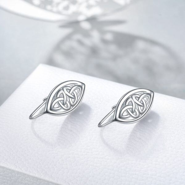 Sterling Silver Celtic Knot Huggie Earrings-3