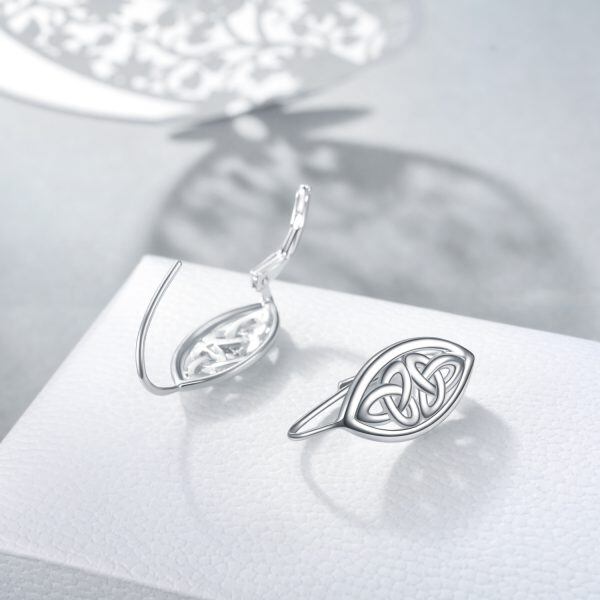 Sterling Silver Celtic Knot Huggie Earrings-4