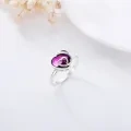 wholesale 925 Sterling Silver Purple Crystal Heart Sunflower Angel Wings Forever in My Heart Adjustable Ring for Women-0-2