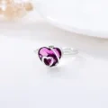 wholesale 925 Sterling Silver Purple Crystal Heart Sunflower Angel Wings Forever in My Heart Adjustable Ring for Women-0-3