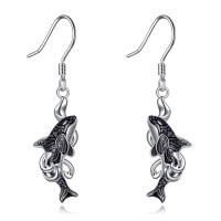 wholesale 925 Sterling Silver Orca Whale Earrings for Women - Hypoallergenic s- Rhodium Plated