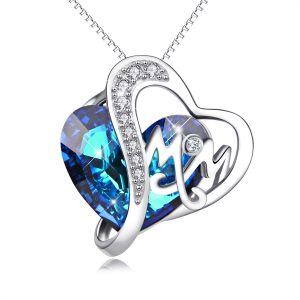 Sterling Silver Infinite Heart Crystal Pendant Necklace For Mom-0