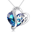 wholesale 925 Sterling Silver & Swarovski Crystals Mom Love Heart Pendant Necklaces for Women Mothers' Day Gifts-0-0