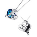 wholesale 925 Sterling Silver & Swarovski Crystals Mom Love Heart Pendant Necklaces for Women Mothers' Day Gifts-0-2