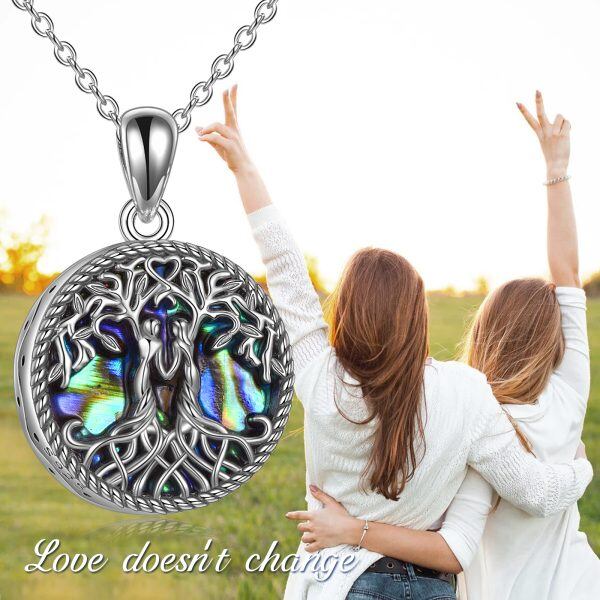 Sterling Silver Tree of Life Abalone Shell Pendant Necklace For Sister-2