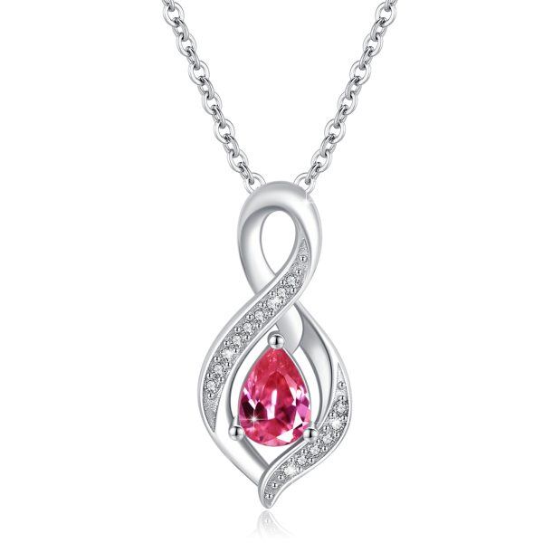 Sterling Silver Infinity July Birthstone Pendant Necklace-0