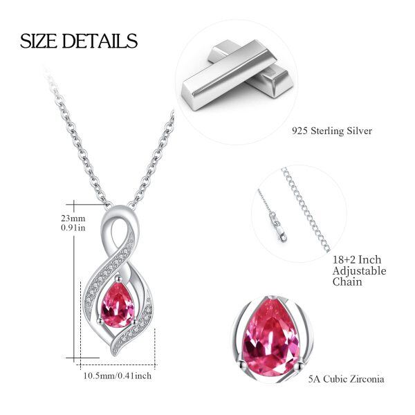 Sterling Silver Infinity July Birthstone Pendant Necklace-1