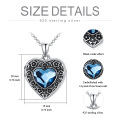 wholesale 925 Sterling Silver Blue Crystal Heart Locket Necklace for Women - Always in My Heart-0-2