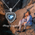 wholesale 925 Sterling Silver Blue Crystal Heart Locket Necklace for Women - Always in My Heart-0-3