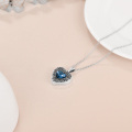 wholesale 925 Sterling Silver Blue Crystal Heart Locket Necklace for Women - Always in My Heart-0-6