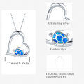 wholesale 925 Sterling Silver Blue Opal Heart with Sea Turtle Pendant Necklace s for Women-0-1