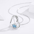 wholesale 925 Sterling Silver Blue Opal Heart with Sea Turtle Pendant Necklace s for Women-0-6
