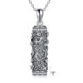 wholesale 925 Sterling Silver Floral Cylinder Keepsake Urn Necklace w/ Funnel Fillers & Chain - Memorial Jewelry for Ashes Cremation Gifts-0-0