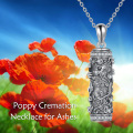 wholesale 925 Sterling Silver Floral Cylinder Keepsake Urn Necklace w/ Funnel Fillers & Chain - Memorial Jewelry for Ashes Cremation Gifts-0-3