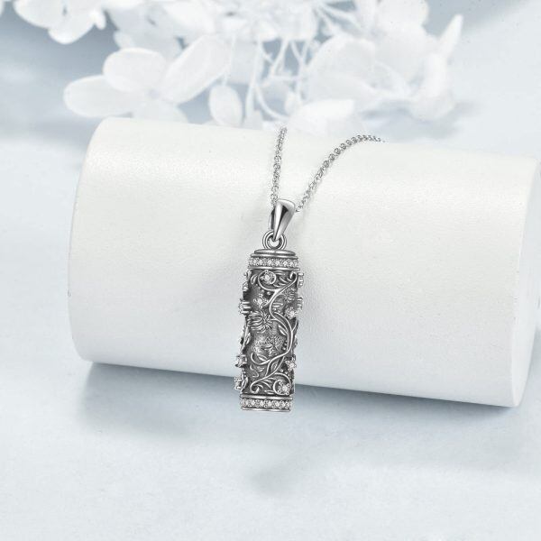 Sterling Silver November Birth Flower Urn Necklace-4