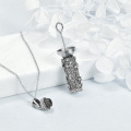 wholesale 925 Sterling Silver Floral Cylinder Keepsake Urn Necklace w/ Funnel Fillers & Chain - Memorial Jewelry for Ashes Cremation Gifts-0-5