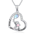 wholesale 925 Sterling Silver Crystal Heart Elephant Pendant I love you forever Necklace Gift for Women Girls-0-0