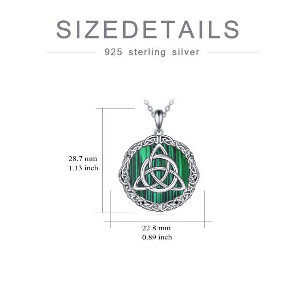 Sterling Silver Malachite Celtic Knot Pendant Necklace-1