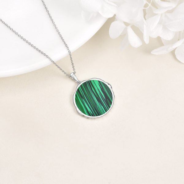 Sterling Silver Malachite Celtic Knot Pendant Necklace-4